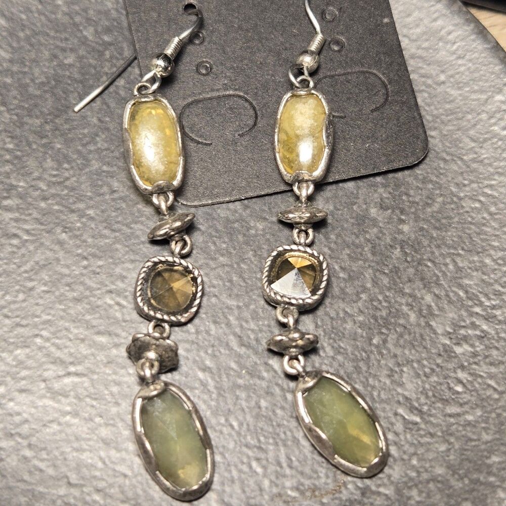Dangly multistone green Sterling Silver Earrings